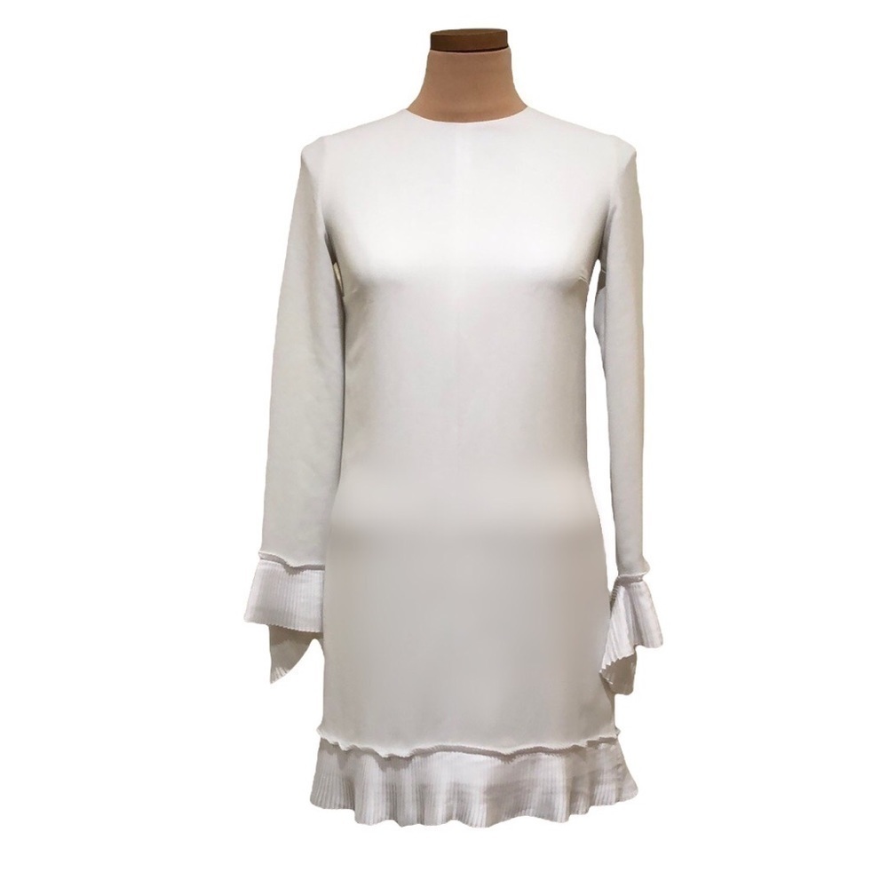 Victoria Beckham Pleat Detail Dress Size 2 White Shift Sheath